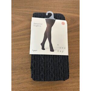 NWT Women's Cable Sweater Tights - a New Day Charcoal Heather L/XL